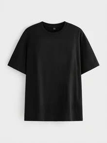 Merionis Men's High-Quality Thick 100% Cotton Solid Color Casual Basic Old Money Versatile Daily Wear Short Sleeve T-Shirt City Break Evening Holiday Office - Black - View 4