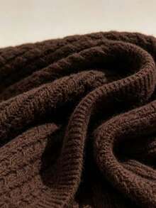 Franclia Sweater Lengan Panjang Minimalis Serbaguna Ukuran Plus, Modis dan Longgar untuk Musim Dingin - Coffee Brown - View 4