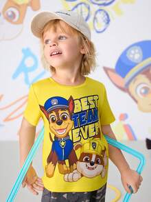 SHEIN | PAW Patrol Young Boys Minimalist Print Round Neck Short Sleeve T-Shirt - Yellow - View 7