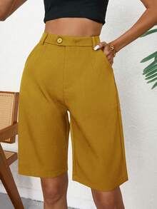 Aveloria Modichic Bermudas con bolsillos inclinados - Amarillo - Ver 5