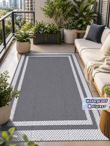 Double Sided Portable Plastic Straw Outdoor Camping Rug, Large Waterproof Reversible Patio Mat For RV Deck Porch Balcony Backyard Outside Decor Supplies - Light Grey - View 1