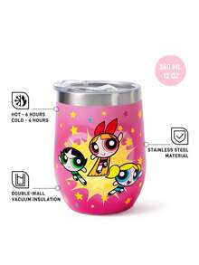 THE POWERPUFF GIRLS X SHEIN 360ml/12oz 不鏽鋼防漏蓋隨行杯，適用熱飲/冷飲，適配大多數杯架，送禮首選 - 粉色 - 查看 2