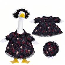 Halloween Gothic White Goose Figure With Skull & Rose Dress Lace Hat - Spooky Outdoor Garden Decoration - A - View 7