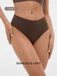 Bralution 1pc Nude Seamless High Waist Comfortable Minimalist Daily Seamless Panties (1pc/Pack) - Coffee Brown - View 5