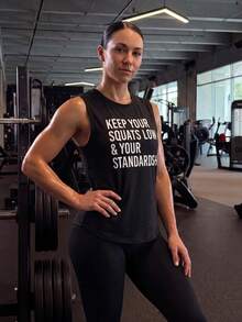 Solea Cove 1pcs Solid Raglan Sleeve Sports Tee Gym Topworkout Tank Top - Black - View 4