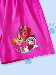 SHEIN | PAW Patrol 两件套休闲男童睡衣，圆领短袖上衣和短裤，舒适套装 - 彩色 - 查看 7