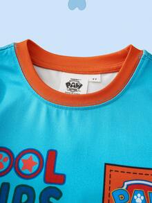 SHEIN | PAW Patrol 2pcs/Set Cartoon Print Short Sleeve Top And Shorts For Young Boys - Blue - View 7