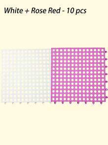 10 Pieces Per Set, Multi-Color Hollow Plastic Waterproof Pool Mats, Interlocking Floor Tiles With Drainage Holes, Anti-Slip Shower Mats, Bathroom Accessories, Colorful Grid Mats Suitable For Terraces, Balconies, Dog Kennels And Poultry Farms - multicolor - View 20