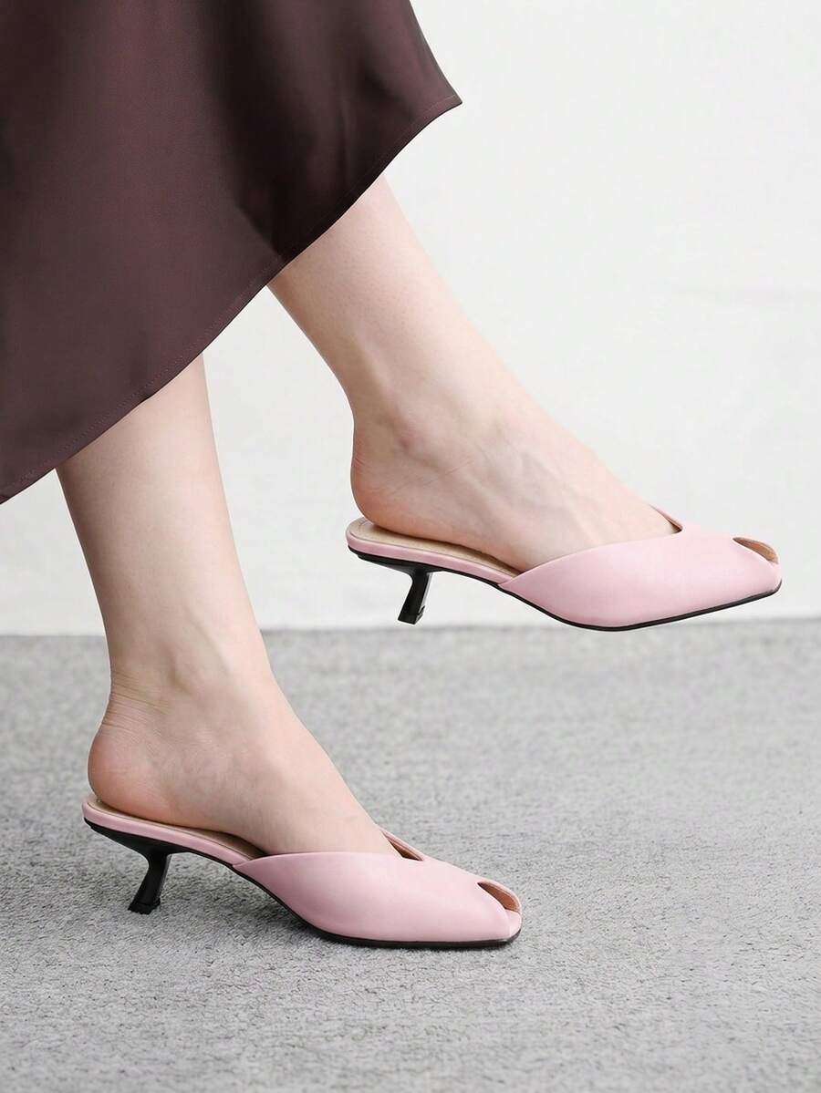 CUCCOO BIZCHIC Women's Daily Commute Peep Toe Stiletto Shoes Spring Shoes - Pink - View 1