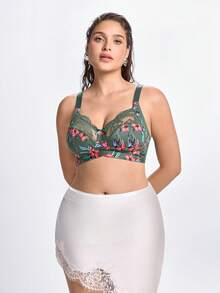 Slumbrini Plus Size Women Fashion Wireless Padded Bra - Green - View 4