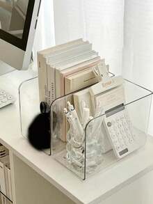 3 Piecestransparent Desktop File Organiser Set - Multifunctional Bookshelf And Stationery Storage Box With Non-Slip Base, Transparent Acrylic File Rack - Suitable For Office Desks, Home Study Rooms, School Supplies Storage - Modular Paper Trays - Multicolor - View 7