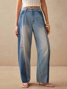 Willow Rêve Women's Fashion Versatile Button Pocket Denim Jeans Streetwear Y2k Summer Teacher Pants Everyday Going Out Light Blue - Blue - View 3