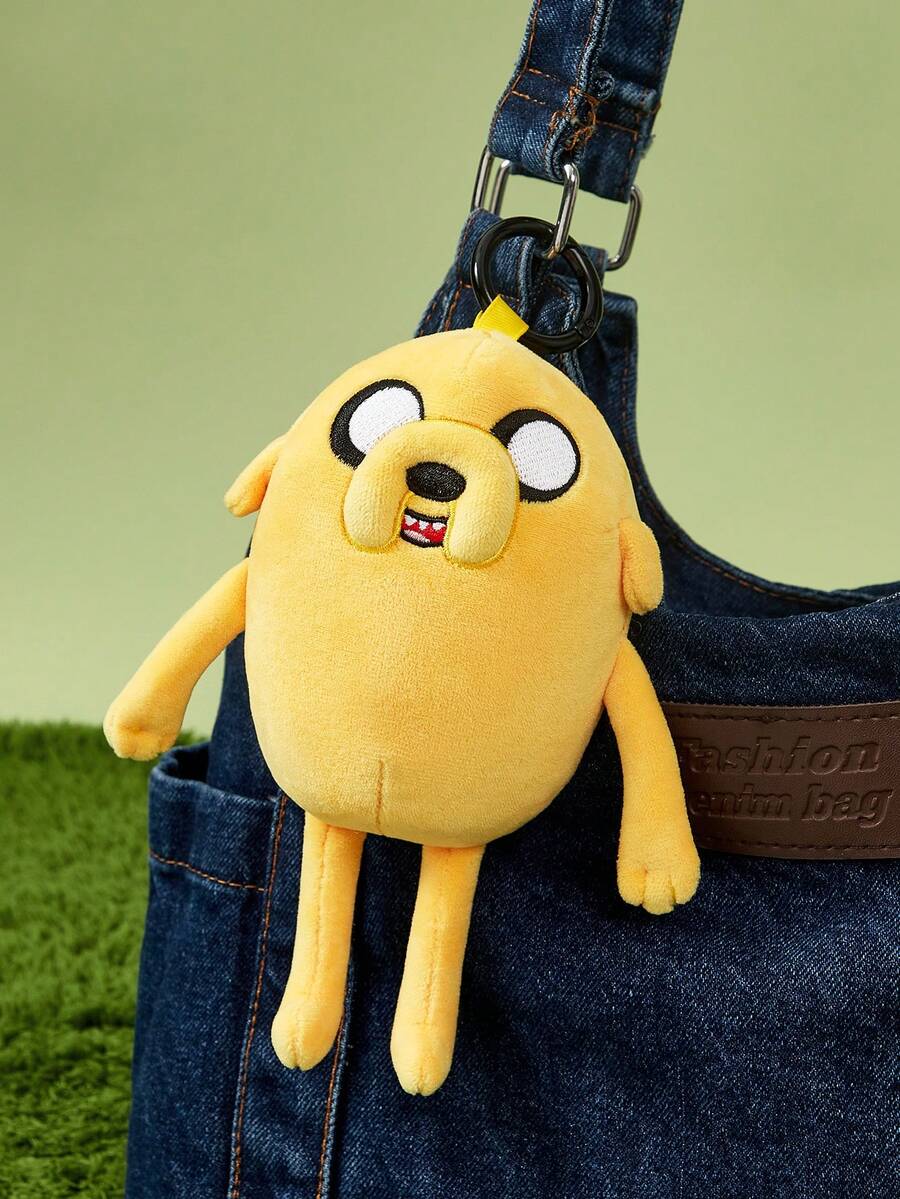 ADVENTURE TIME X Joivida تعليقة حقيبة ثلاثية الأبعاد من الفرو الناعم بتصميم مشترك، تصميم كلاسيكي، مثالية لتزيين الحقائب وحقائب المدرسة وغيرها، مناسبة لجميع الأعمار - أصفر - مشاهدة 1