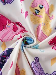 My Little Pony X SHEIN 青少年女孩卡通印花單排扣短袖上衣與短褲居家服套裝 - 白色 - 查看 7