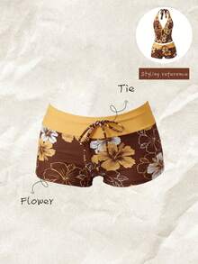 Elavelle Women's High Waist Bowknot Printed Bikini Bottom, Spring/Summer - Multicolor - View 5