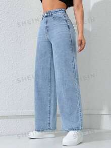 Women's Casual Versatile Everyday Denim Jeans With Pockets And Buttons - Medium Wash - View 6