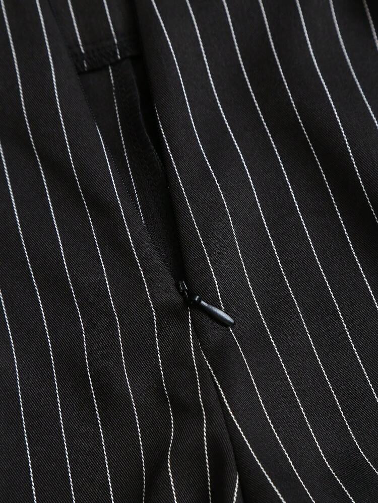Sweetra Metal Striped Decorative Suit Pants - Black - View 5