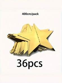 1Pc 157.48" Gold Star Sequin Banner Set, No Power Required For Party Birthday Decor DIY Crafts - multicolor - View 5
