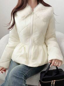 FRIFUL Women's Winter Fashion Versatile Warm Coat - White - View 5