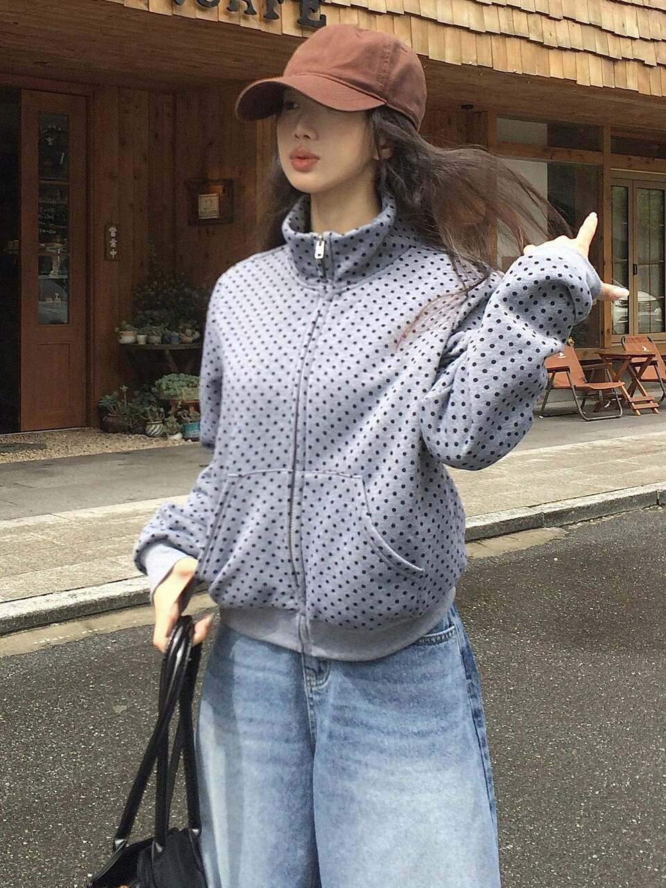 Women's Polka Dot Long Sleeve Korean Style Sweatshirt Fall