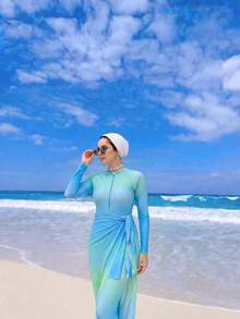 Swim Shayni 漸層色保守優雅女款度假泳衣套裝 - 彩色 - 查看 6