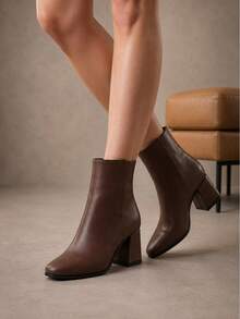 Chic Booties Various Colors Medium Heel - Chocolate - View 2