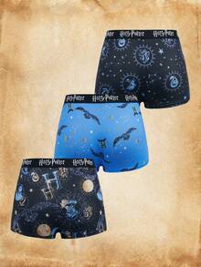 HARRY POTTER X SHEIN Women's Fashion Letter Print Flat Shorts - Blue - View 9