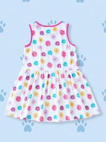 SHEIN | PAW Patrol Young Girl Daisy Print Ruffle Hem Sleeveless Dress, - Pink - View 2