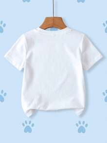 SHEIN | PAW Patrol 男童圆领字母印花休闲百搭日常短袖T恤 - 白色 - 查看 2