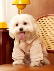 TOM & JERRY X PETSIN 1PC Pet Sweater In Beige, Universal For Cats And Dogs, Soft Hoodie Style, Suitable For Small Dogs As A Comfortable Clothing Item For Spring And Autumn, Warm And Cute - Beige - View 6
