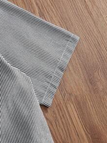 NORVETH 男士時尚刺繡拉鍊半開襟短袖 Polo 衫 - 黑色 - 查看 5