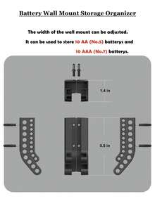 Kệ treo tường đựng pin dạng đứng, hộp đựng pin AA, khay phân loại pin gia đình tiết kiệm không gian, phụ kiện lưu trữ pin dễ lấy cho nhà, gara và tủ - Nhiều màu - Xem 2