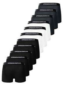 Provexi Provexi 11pcs Men's Solid Color Boxer Briefs With Lettered Waistband - Multicolor - View 2