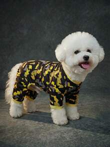 Batman X PETSIN 1pc Yellow Bat Print Pet Jumpsuit, Contrast Color Design, Soft & Breathable Fabric, Perfect For Spring And Autumn, Gentle On Skin, Anti-Flea, Less Shedding, Heat-Resistant, Suitable For Cats And Dogs, Indoor & Outdoor Wear - Multicolor - View 3