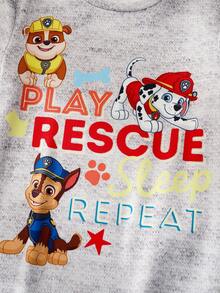 SHEIN | PAW Patrol 2pcs/Set Young Boys Short Sleeve T-Shirt And Pants Pajama Set - Grey - View 6