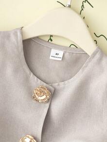 Souflis Young Girls Set, Boho, Trousers, Autumn, Fall, Fall Clothes, Fall Tops, Back To School, Babydoll Tops, Brown Top - Khaki - View 3