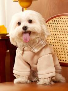 TOM & JERRY X PETSIN 1PC Pet Sweater In Beige, Universal For Cats And Dogs, Soft Hoodie Style, Suitable For Small Dogs As A Comfortable Clothing Item For Spring And Autumn, Warm And Cute - Beige - View 4