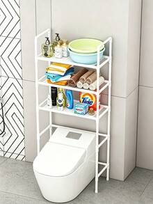 1Pc 3-Tier Freestanding Bathroom Storage Shelf, No Drill Washing Machine Top Organizer, Multi-Layer Household Space Saving Storage Rack - Multicolor - View 5
