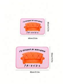 FRIENDS X Joivida FRIENDS 1件授權卡通地毯，柔軟絨毛地板墊，粉色多巴胺配色，放鬆沙發角色設計，舒適俏皮居家風，適合臥室、客廳或兒童房 - 1PC - 查看 4
