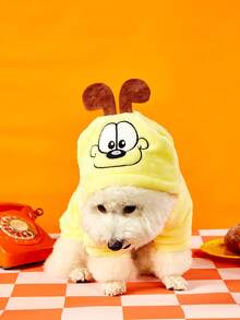 GARFIELD | PETSIN 1 Piece Of Cat And Dog Universal Clothing, Cute Yellow Cartoon Plush Cosplay, Suitable For Small Dogs, Warm Hooded Sweatshirt, Comfortable Style - Yellow - View 6