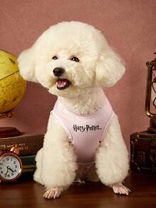 HARRY POTTER X PETSIN 1件粉色魔法學校徽章寵物背心，透氣快乾，親膚柔軟，學院風帶魔法感，防跳蚤、減少掉毛，讓您的貓或狗整天涼爽可愛 - 粉色 - 查看 9