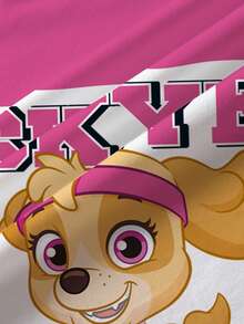 SHEIN | PAW Patrol 女童圆领卡通字母印花休闲百搭日常短袖T恤 - 白色 - 查看 6