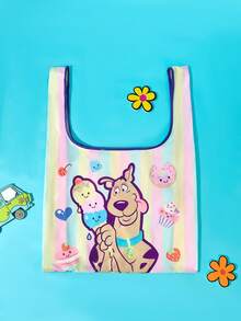 SCOOBY-DOO X Joivida 1pc Reusable  Foldable Large Capacity Tote Bag For Women,Versatile For Commuting, Travel, Shopping, Convenient Open-Close, Multi-Functional For Various Occasions, & Comfortable, Versatileback To School Backpack,School Bag,Large Capacity,Lightweight - Pink yellow - View 4