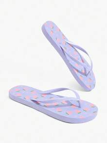 Grefit Women Shoes Summer Open-Toe Flat Bottom 2cm Flip-Flops, Bright Colors And Fresh And Comfortable Flip-Flops, Suitable For Street/Summer, Music Festivals/Themed Parties - Light purple - View 6