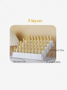 1pc Removable Multi-Layer Cosmetics Storage Rack With Buckle, Nail Polish Storage Box, Desktop Cosmetics Display Rack, Nail Polish Multifunctional Cosmetics Box, Lipstick, Beauty Tools And Skin Care Products, Back To School, Christmas - Clear - View 15