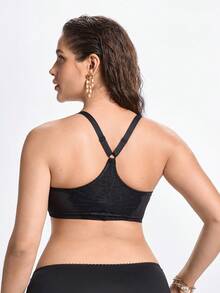 Slumbrini MELENECA Women's Racerback Front Closure Full Coverage Unpadded Underwire Bra Plus Size - Black - View 3