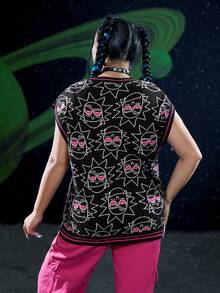 Rick and Morty X SHEIN Plus Cartoon Pattern Sweater Vest - Multicolor - View 2