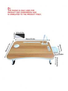 1Pc Foldable Bed Desk, Portable Wooden Laptop Table, Space Saving Design For Dormitory Small Apartments Bedside Use, Multi-Functional Notebook Computer Tray For Laptops, Books & Daily Supplies - Multicolor - View 4