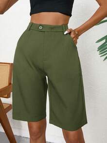 Aveloria Modichic Pantalones cortos tipo bermuda con bolsillos inclinados - Verde militar - Ver 5