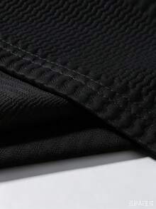 Daypath Camisa polo de punto jacquard con textura de unicolor, cuello y puños acanalados con 2 botones para hombre - Negro - Ver 7